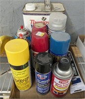 TRAY OF PAINT AND MISC CHEMICALS