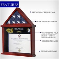 Flag Display Case for Folded 3'x5' Americian Flag