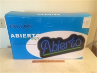New Never Opened Abierto Spanish Open Neon Sign
