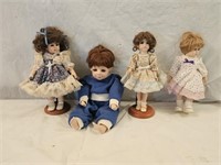 4 Porcelain Jointed Dolls