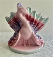 Vintage pink art pottery peacock planter