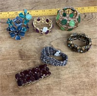 6 chunky costume jewelry bracelets