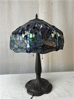 Tiffany Style Art Glass Dragonfly Lamp