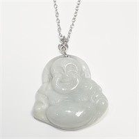 $240 Silver Carved Jade Necklace