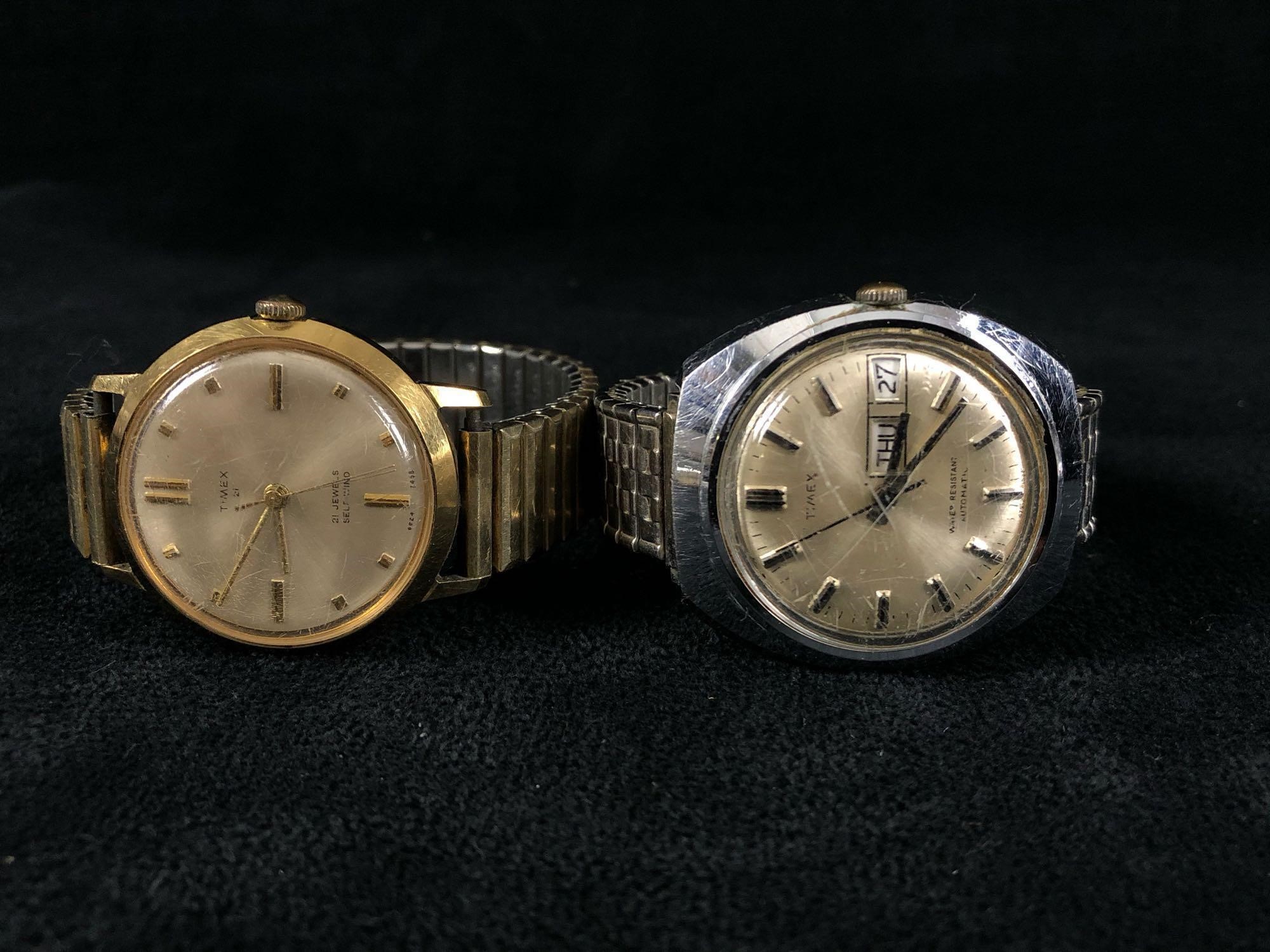 Vintage Lot Of Two Working 21 Jewel Automatic Time