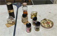 Vintage perfume bottles, perfume tablets, mirror