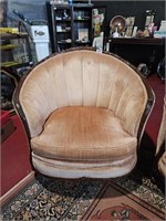 Vintage Pink Barrel Back Chair 38" L x 34" T x