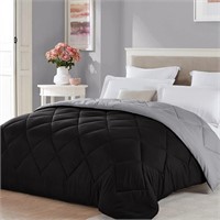Twin XL Size Black Grey Comforter Reversible