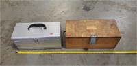 1 Metal Tool Box & 1 Wooden Tool Box