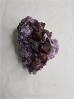 Amethyst quartz crystal cluster, raw, inclusions