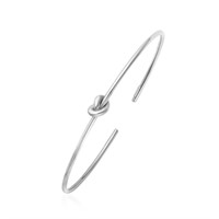 14k White Gold Polished Knotted Cuff Bangle