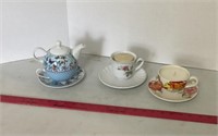 Tea Pot matching Cup & Saucer & 2 Tea Cup Candles