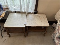 Pair Of End Tables With Marble Tops