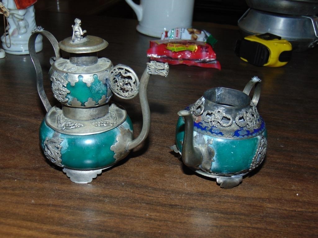 Set of Antique Tibetan Style Mini Tea Pots