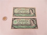 2 billets 1$ Canada 1867-1967