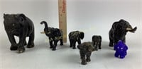 Multi Medium Elephant Sculptures, Resin and Glass