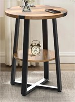 Gadroad Round End Table With Charging Station,