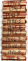 (10) Rolls 1940's Wheat Cent Penny Lot