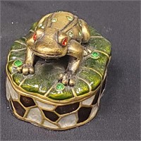 Trinket Box Enamel Frog Bejeweled Jewelry Box