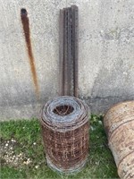 Partial Roll of Wire & (6) 5 Ft. Stakes
