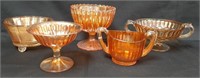 (5) Marigold Carnival Glass Dishes - See Desc