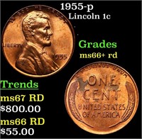 1955-p Lincoln Cent 1c Grades GEM++ RD