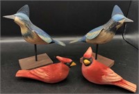 Hand Carved Blue Jays & Cardinals