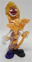 Murano Hand Blown Art Glass Clown with Cane