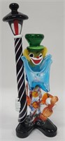 Murano Art Glass Clown with Lamp Post 13"