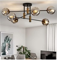 New 6 Light Glass Globe Sputnik Chandelier Modern