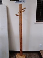 6 ft tall log coat / hat rack