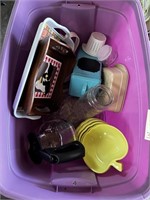 Tote of Kitchen Items