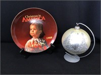 Christmas in America Plate with Ornament on Stand