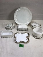 Vintage Painted Milk Glass Household Items