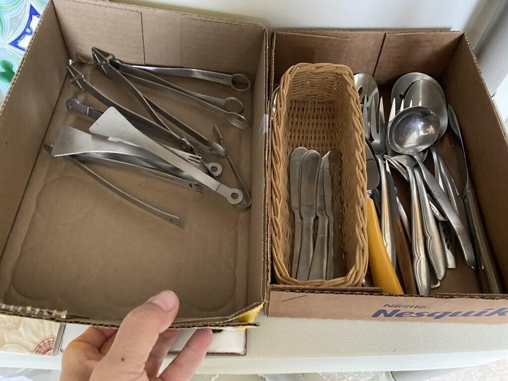 STAINLESS STEEL TONGS & MISC. FLATWARE