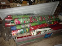 Rolls of Christmas Wrap & Gift Bags in Tote w/ Lid