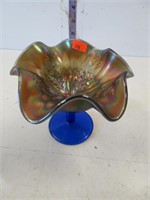 Carnival glass dish, 5" dia