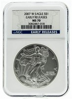 2007-West Point MS70 American Eagle Silver Dollar