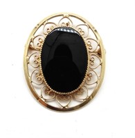 Catamore Vintage Black & Gold Tone Brooch