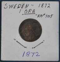 1872 Sweden 1 Ore Coin