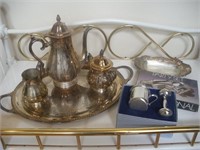 Silver-plate Tea Service, Pewter Cup and Rattle