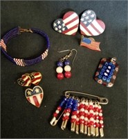 Lot of 4th of July Jewelry( 3 pair earrings, 3
