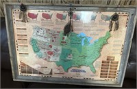 Native American reservation map in frame