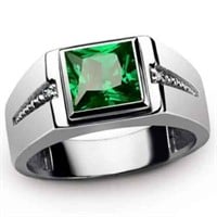 Elegant Promise Ring Silver Plated Inlaid Square 0