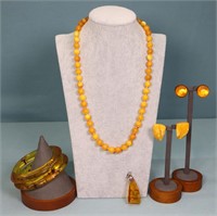 Group of Vintage Faux Amber Jewelry