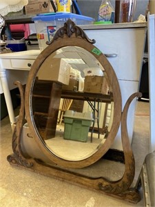 Wood carved framed mirror-24x29”
