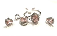 Sterling Silver Austrian Pink Crystal Set