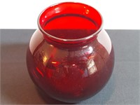 Gold Ruby Red Basin Vase Fishbowl Shape Anchor