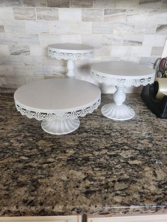 3 piece White Cake stand set wedding cake