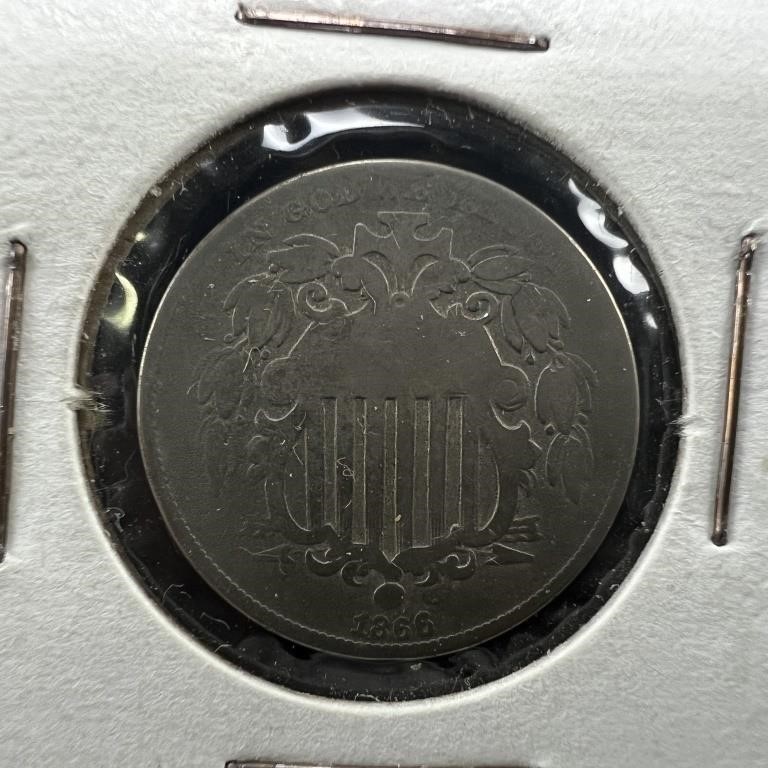 1866 Shield Nickel, Variety 1 – Rays